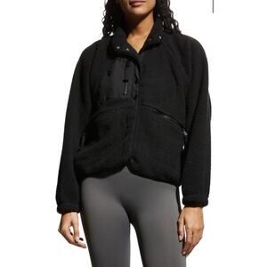 NEW Free People Hit The Slopes Fleece Jacket - FP Movement - Black XS $168 MSRP